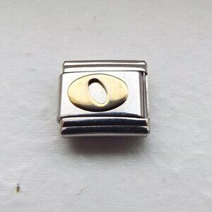 Raised gold metal letter O 9mm stainless steel italian charm bracelet link new